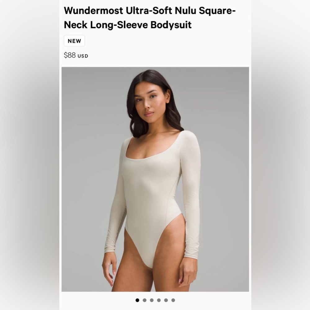 LULULEMON Wundermost Ultra-Soft Nulu Square-Neck Long-Sleeve Bodysuit SIZE XL